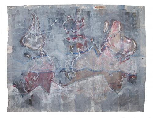 Boars into Barrows, 2013 acrylic gesso and mixed media on canvas 96"x116" by Ana Vizcarra Rankin