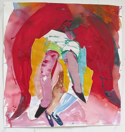 Sam Schaffer, Walk This Way 2025 acrylic on paper 22x11