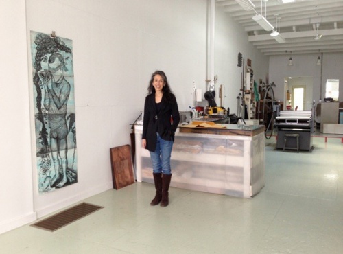 Cindi Ettinger in her etching studio