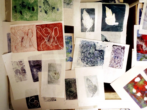 samples of student monoprints