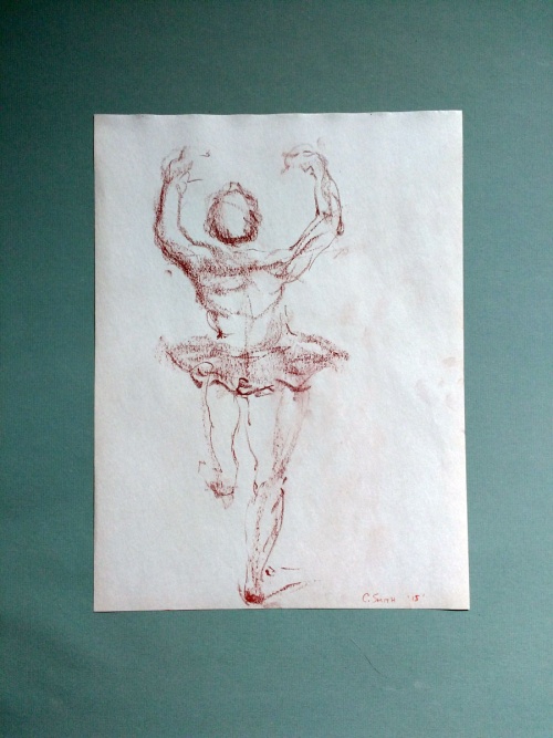 drawing, conti, male, partially nude, figure, partially clothed