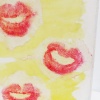 rice paper, lipstick, collage, water color 