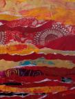 Scherzo in Red and Gold, mixed media painting by Tom Hlas